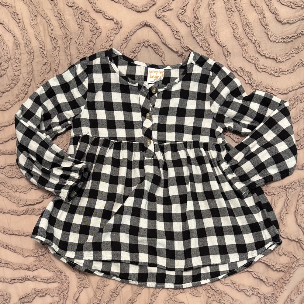 Jumping Beans Black and White Plaid Button Down Shirt